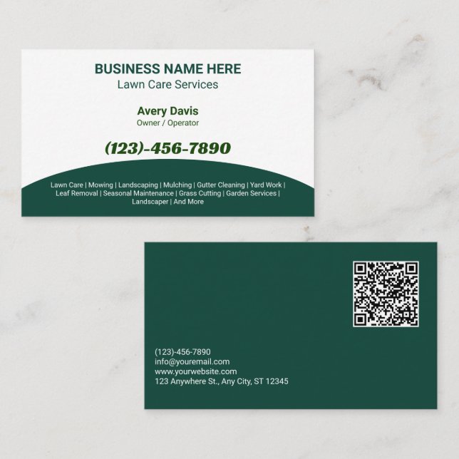 Carte De Visite Services d'entretien de pelouse et d'aménagement p (Devant / Derrière)