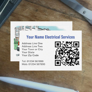 Carte De Visite Services électriques avec nom sur fourgon plus QR