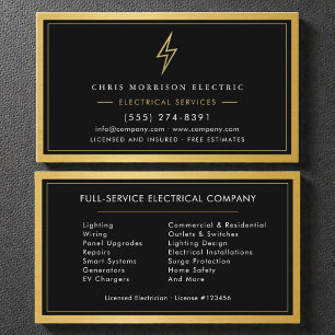 Carte De Visite Services Électriques Luxe Or Noir