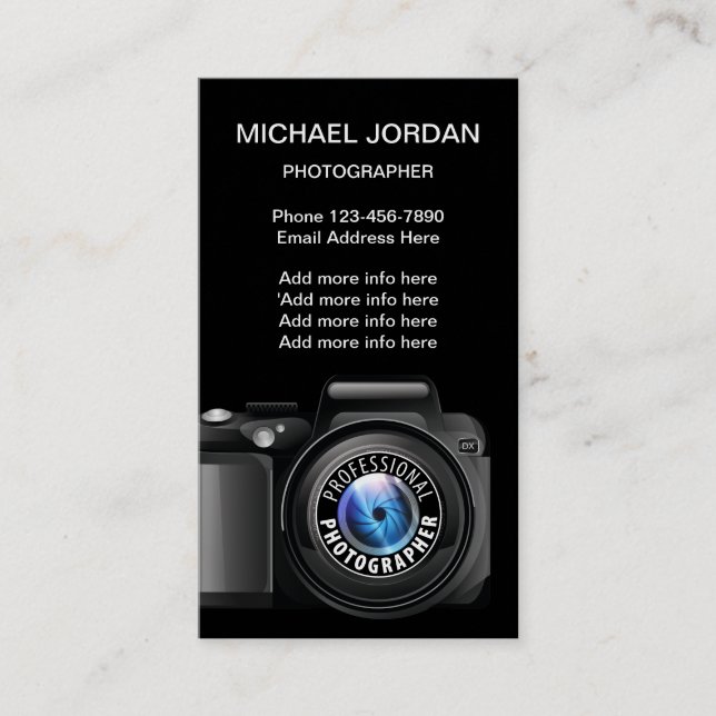 Carte De Visite Services frais de photographie de photographe (Devant)