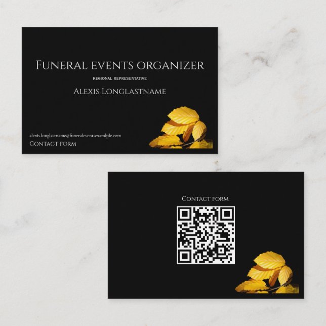 Carte De Visite Services funéraires feuilles d'automne (Devant / Derrière)