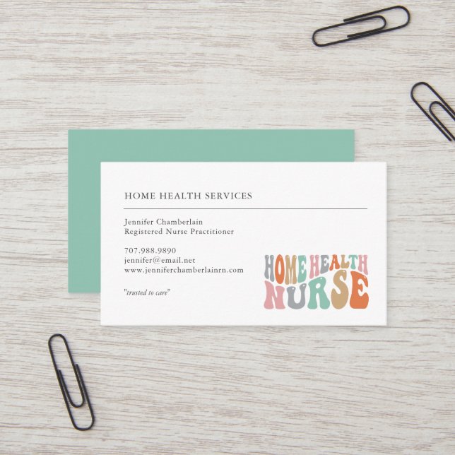 Carte De Visite Services infirmiers de santé à domicile Stéthoscop (Devant/Arrière en situation)