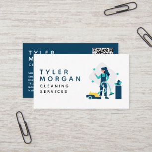 Carte De Visite Services modernes de nettoyage de filles de dessin