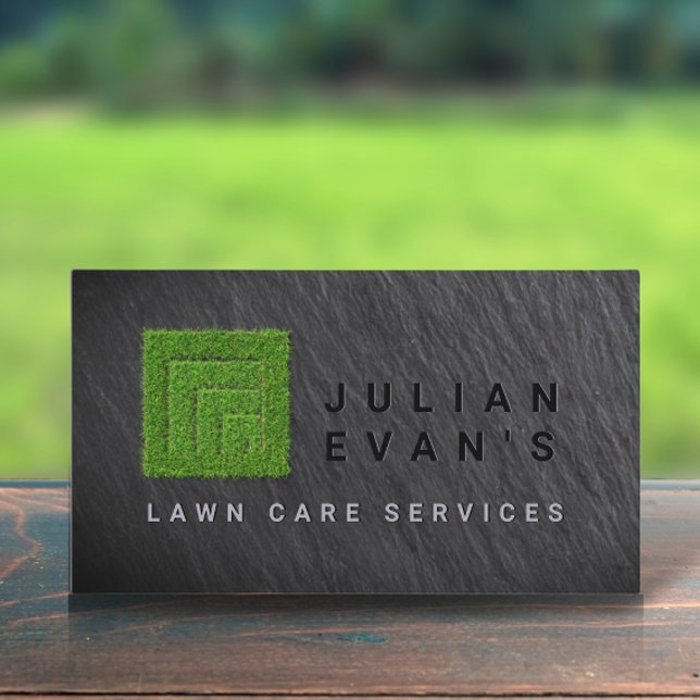 Carte De Visite Services modernes d'entretien de la pelouse /Logo  (Modern Lawn Care Services /Landscaping Grass Logo Business Card)