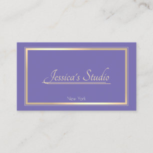 Carte De Visite Services personnalisés de cadre Or Elegant Bleu Pé