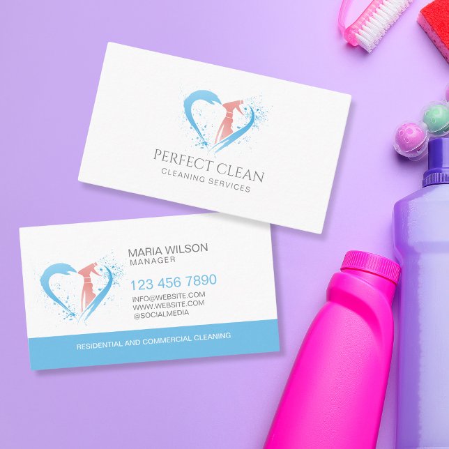 Carte De Visite Services professionnels de nettoyage de maisons co (Créateur téléchargé)
