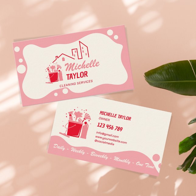 Carte De Visite Services professionnels de nettoyage des maisons e (Créateur téléchargé)