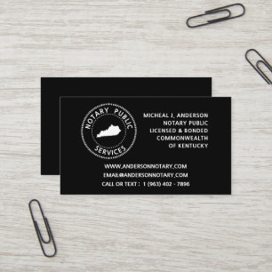 Carte De Visite Services publics de notaire du Kentucky