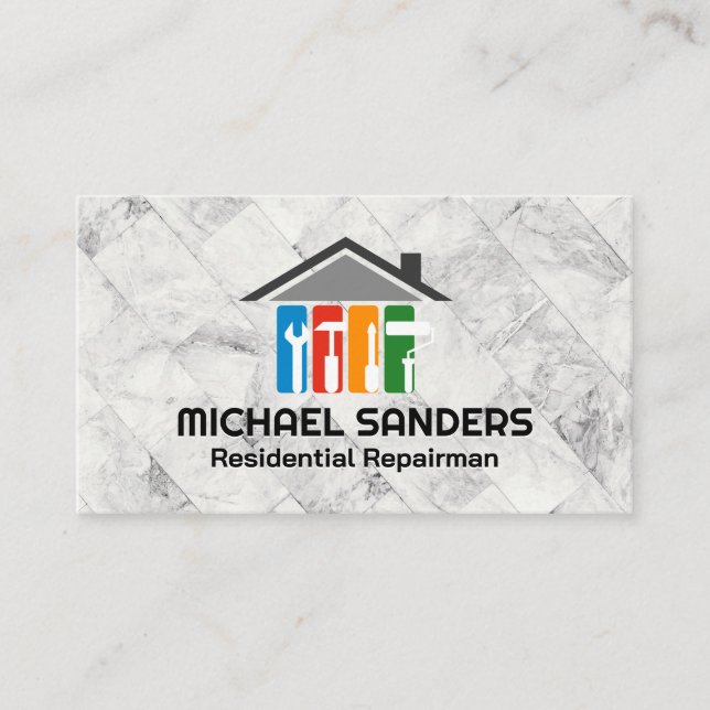 Carte De Visite Services réparateurs | Icônes de l'outil main (Devant)