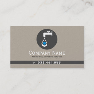 Carte De Visite Services simples de plomberie Tan & Grey