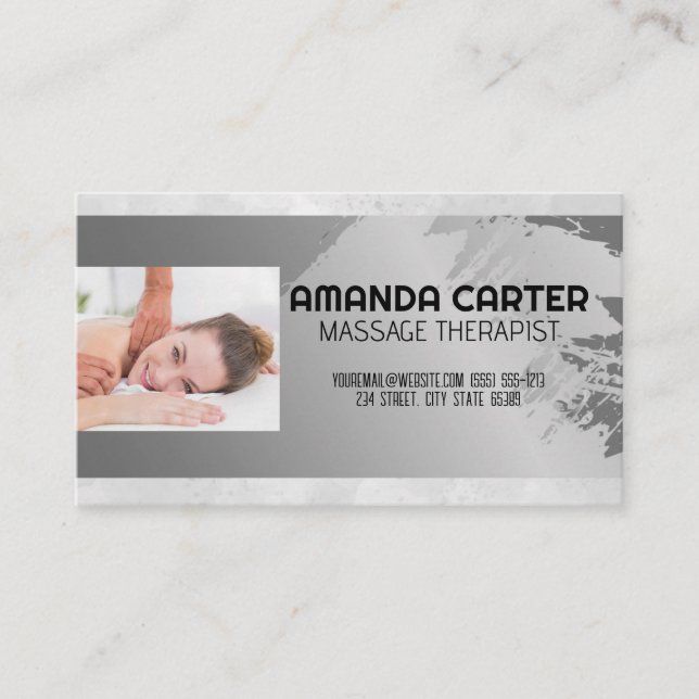 Carte De Visite Session de massage | Aquarelle Gris Artistique (Devant)