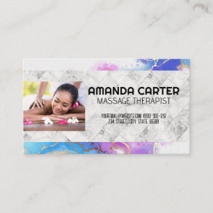 Carte De Visite Session de massage   Aquarelle   Marbre