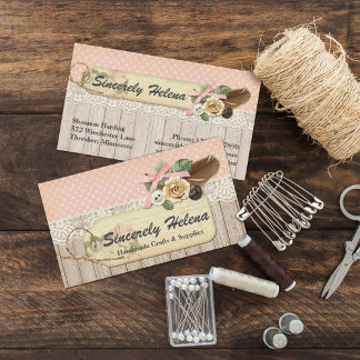 Carte De Visite Shabby Chic Bois rustique, Dentelle Vintage et plu
