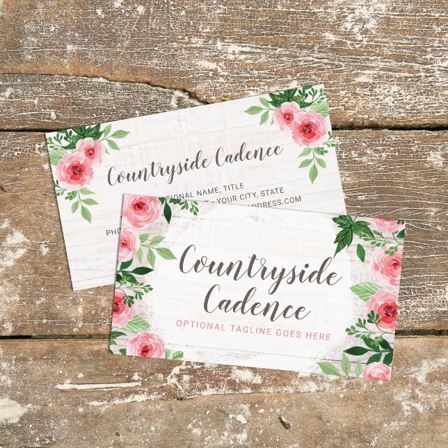 Carte De Visite Shabby Chic Roses rose sur rustique Pays Barre Boi (Créateur téléchargé)