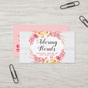 Carte De Visite Shabby Chic Roses & Rustique Bois Blush Rose Flora