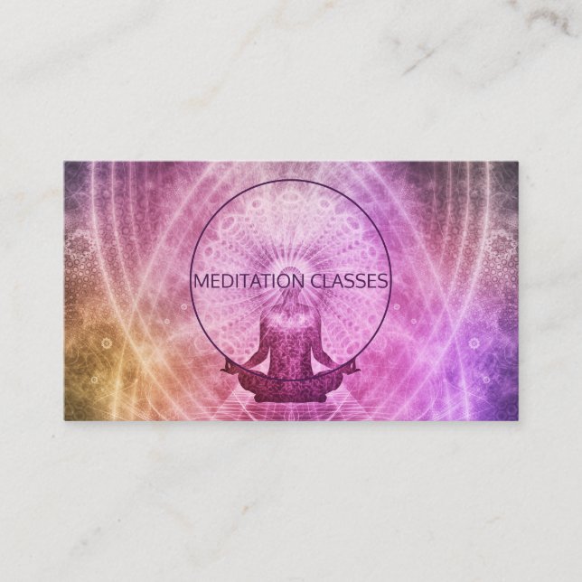 Carte De Visite Shaman Entouré De Méditation Légère Et De Yoga (Devant)
