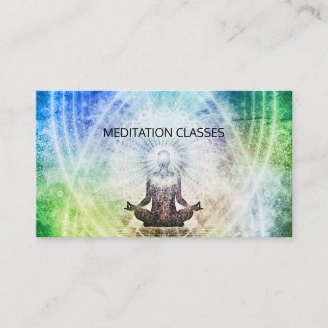 Carte De Visite Shaman Entouré De Méditation Légère Et De Yoga (Devant)