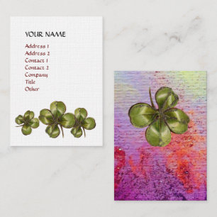Carte De Visite SHAMROCK Whıte Lınen floral rouge pourpre
