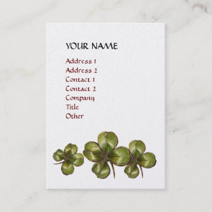 CARTE DE VISITE SHAMROCKS MAGIQUES EN PURPLE FUCHSIA GOLD SPARKLES
