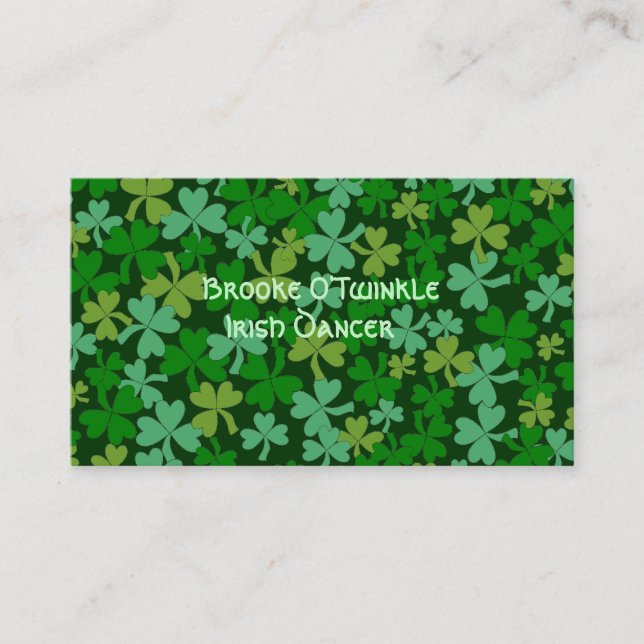 Carte De Visite Shamrocks verts irlandais chanceux faits sur (Devant)