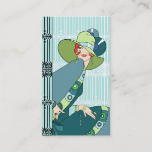 Carte De Visite Shelby, Madame des années 1930 en Aqua et Teal