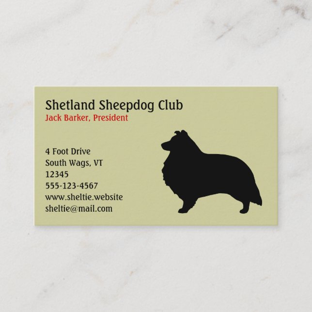 Carte De Visite Shetland Sheepdog Silhouette (Devant)