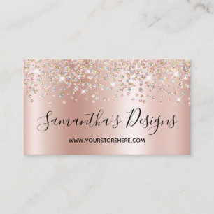 Carte De Visite Shimmer Confetti Parties scintillant Rose Gold Gra