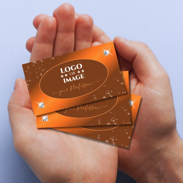 Carte De Visite Shimmery Orange Cute Parties scintillant Étoiles B (Créateur téléchargé)