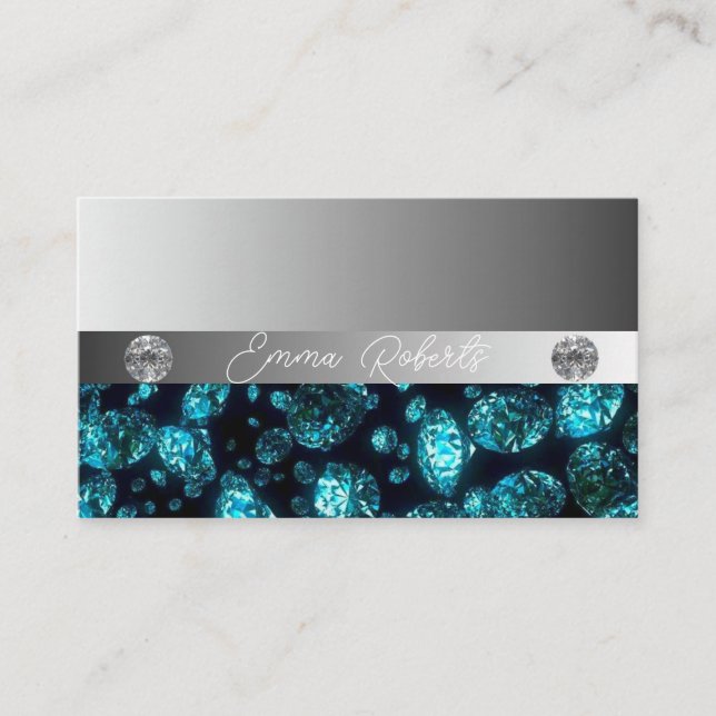 Carte De Visite Shimmery Silver Sparkle Parties scintillant Diamon (Devant)