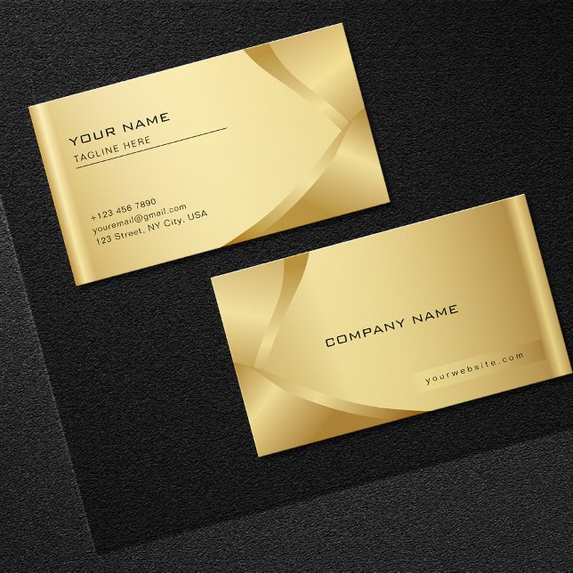 Carte De Visite Shiny Golden Luxury Company Business Monogram (Créateur téléchargé)