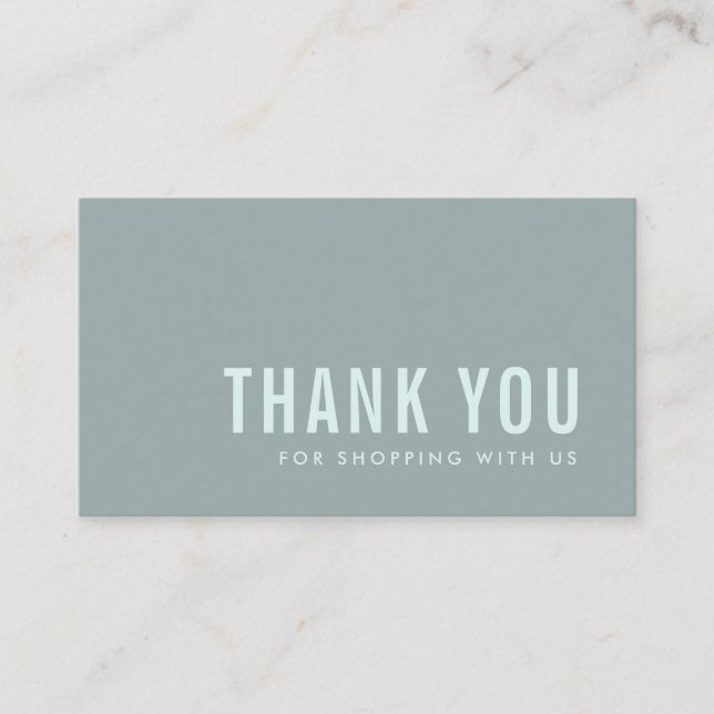 CARTE DE VISITE SHOPPING MINIMAL SIMPLE GRAY AQUA BLUE MERCI (Devant)