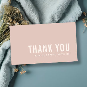 CARTE DE VISITE SHOPPING MINIMAL SIMPLE ROSE BLUSH MERCI LOGO