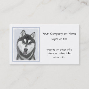Carte De Visite Sibérie Husky (noir et blanc) Peinture Chien Art