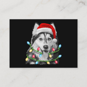 Carte De Visite Sibérien Husky Père Noël: Noël des arbres de N