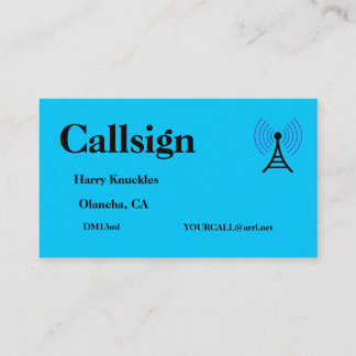 Carte De Visite Signal d'appel radio amateur bleu vif