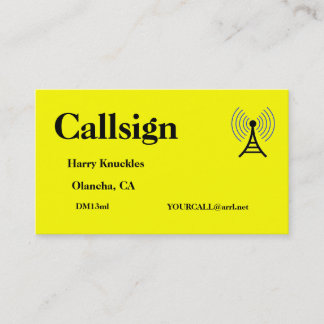 Carte De Visite Signal d'appel radio Amateur Jaune Lumineux