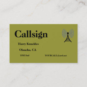 Carte De Visite Signal d'appel radio amateur vert olive