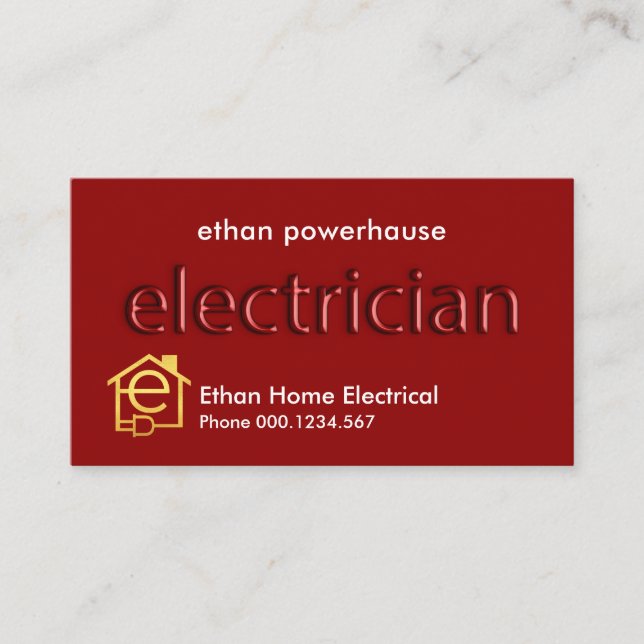Carte De Visite Signal électricien translucide rouge étonnant (Devant)