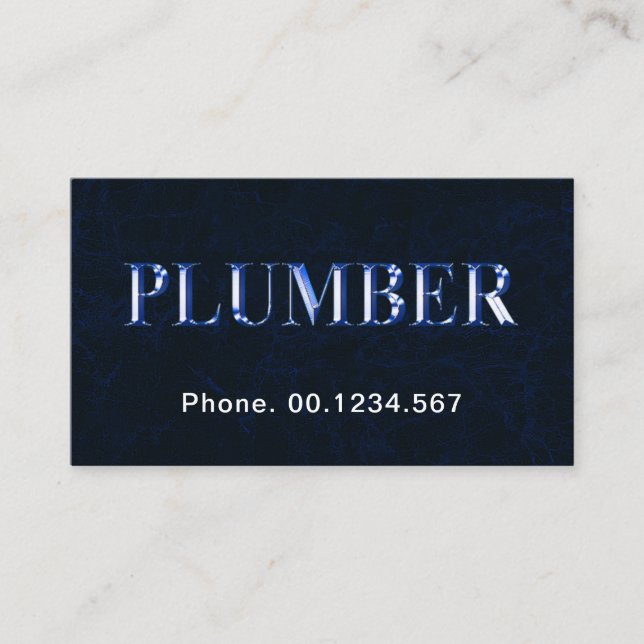 Carte De Visite Signal en métal bleu plombier Grunge d'eau bleue (Devant)