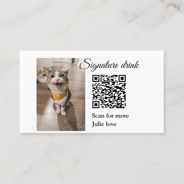 Carte De Visite Signature boisson scanner QR code ajouter le nom d (Devant)
