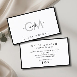 Carte De Visite Signature chic luxe moderne noir blanc