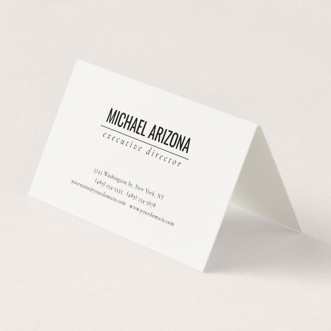 Carte De Visite Signature Crème minimaliste Simple Plaque (Devant)