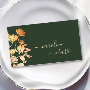 Carte De Visite Signature de calligraphie Élégant vert d'olive f