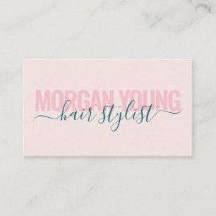 Carte De Visite Signature du script de styliste de cheveux rose cl