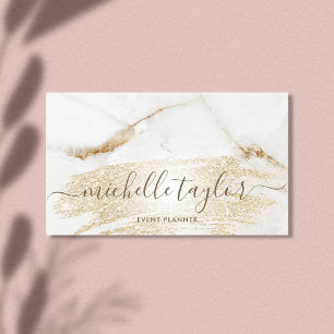 Carte De Visite Signature minimaliste moderne en marbre blanc or