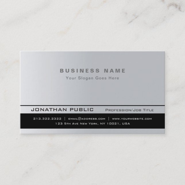 Carte De Visite Signature moderne Elégante Argent UV Matte Luxe (Devant)