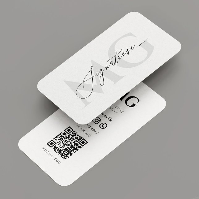 Carte De Visite Signature moderne Professionnel Élégant Blanc (Modern Signature Professional Elegant White Business Card
)