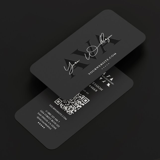 Carte De Visite Signature noire professionnelle élégante (Elegant Professional Black Signature Business Card
)