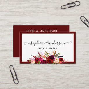 Carte De Visite Signature Script & Elegant Roses floraux de Bourgo