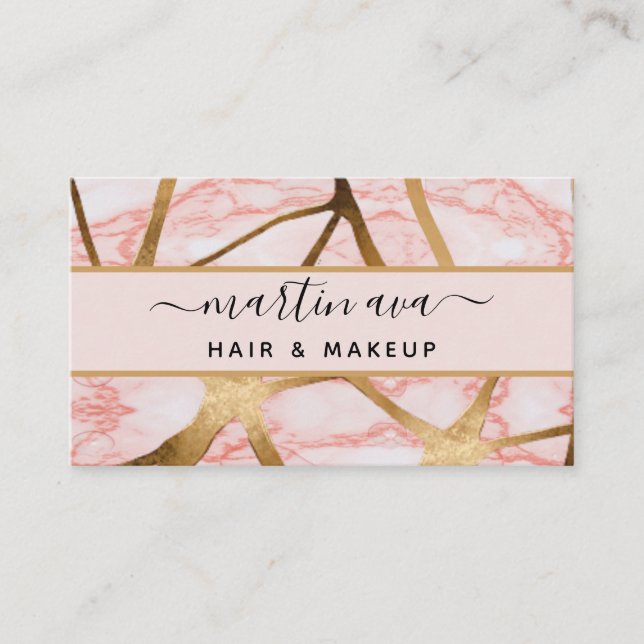Carte De Visite Signature Script Parties scintillant en verre rose (Devant)